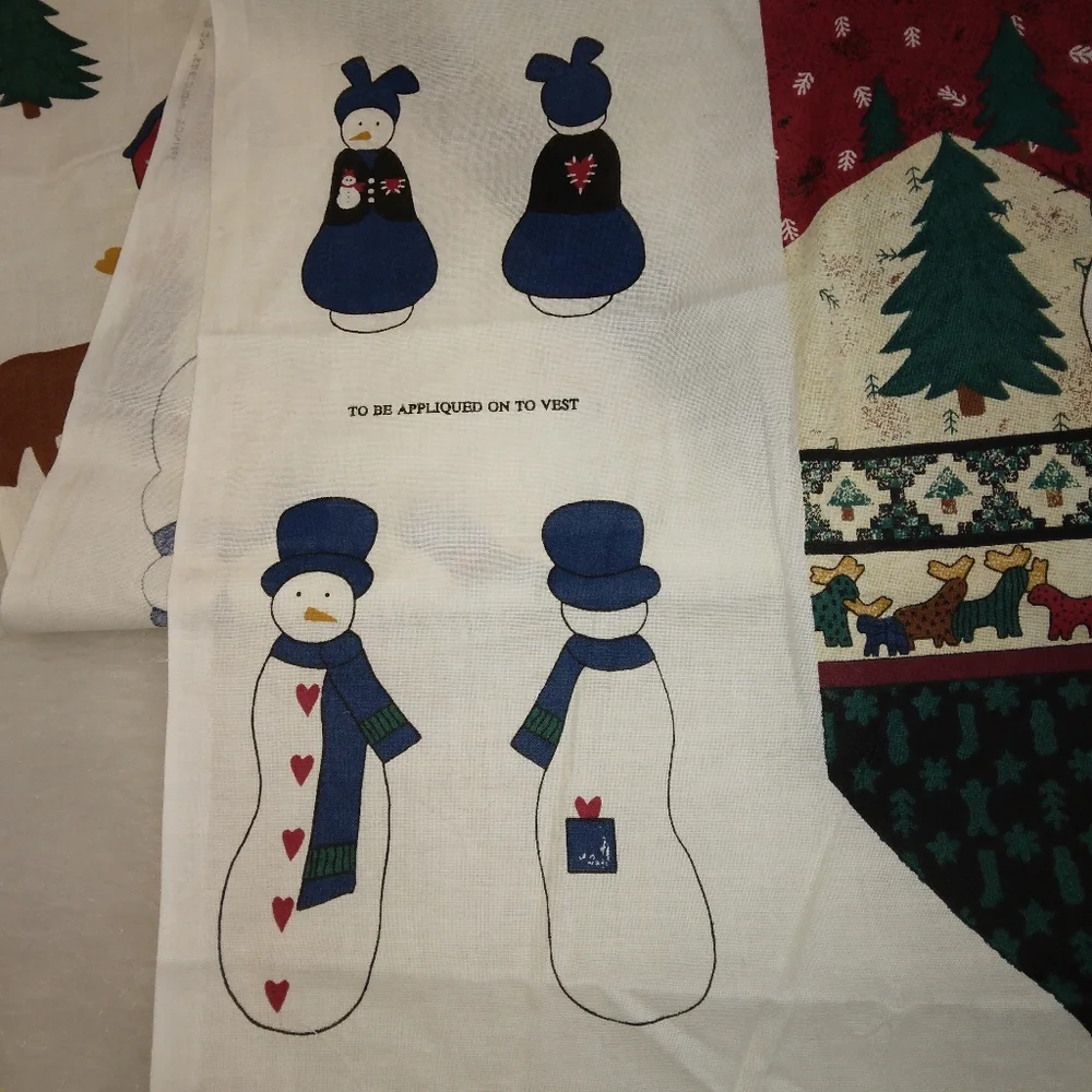 FABRIC Peace in the Country Christmas Vest panel, easy see and sew w/appliques